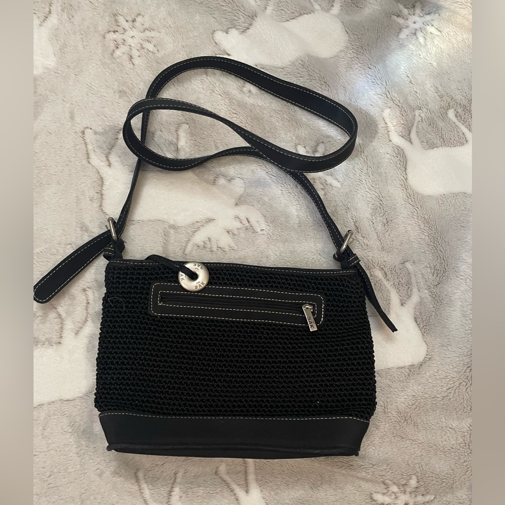 The Sak Black Crochet Knit Crossbody Bag